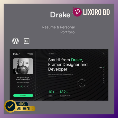 Drake Portfolio Theme – Best Personal Portfolio WordPress Theme for Creatives