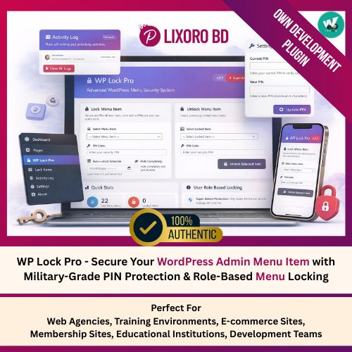 WP Lock Pro Plugin – Best WordPress Admin Security with PIN Protection