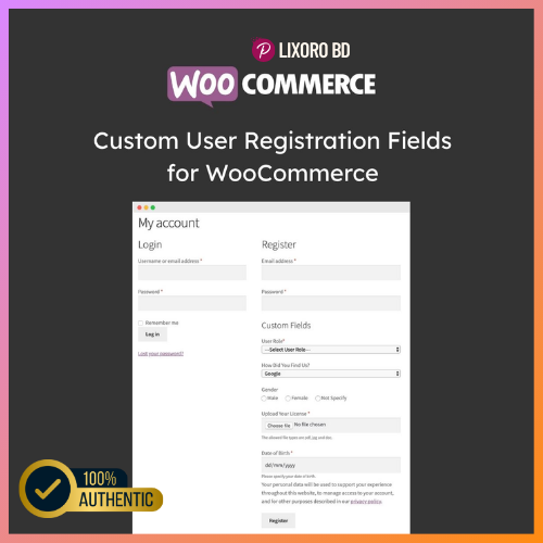 Woocommerce CURF -Plugin Custom User Registration Fields for WooCommerce