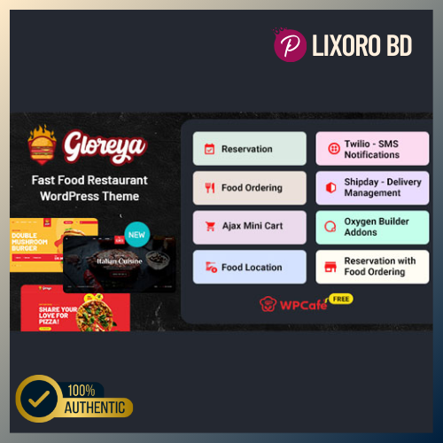 Gloreya Food Ordering Theme – Best Food Delivery & Online Ordering WordPress Theme