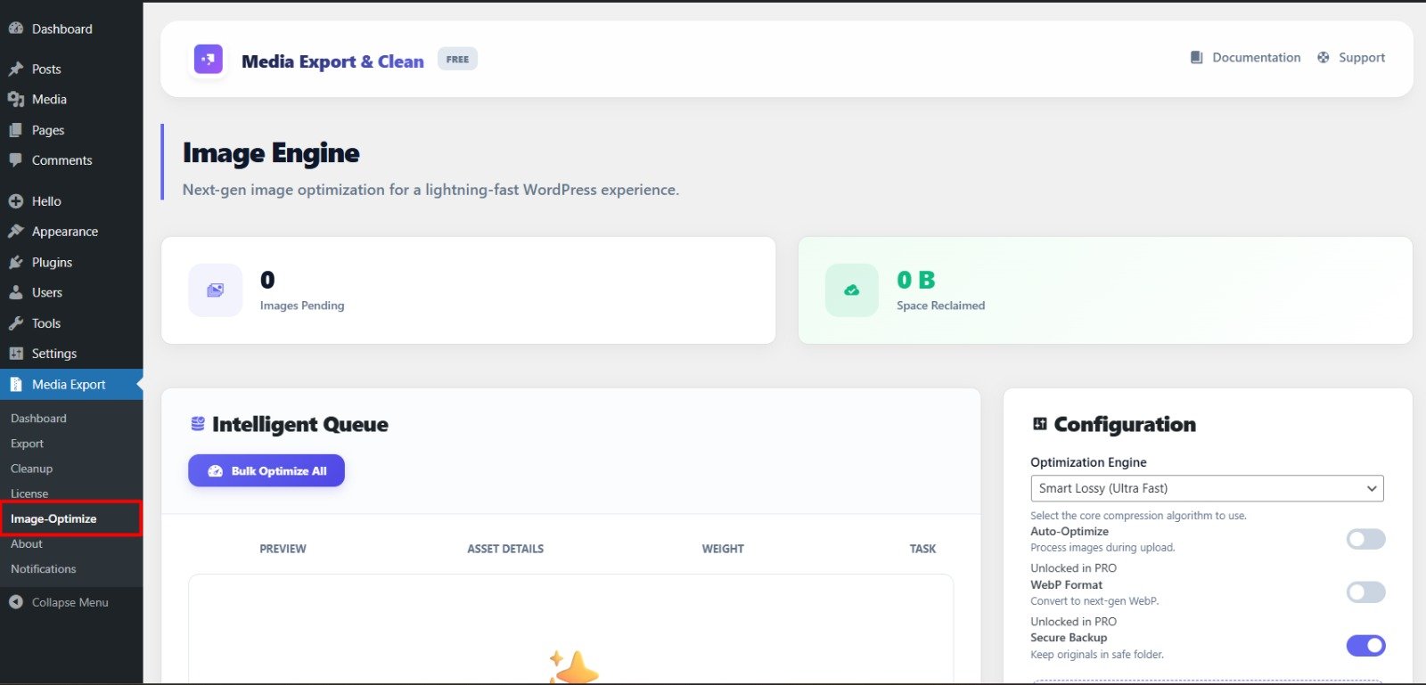 Media Export and Clean Settings Configuration