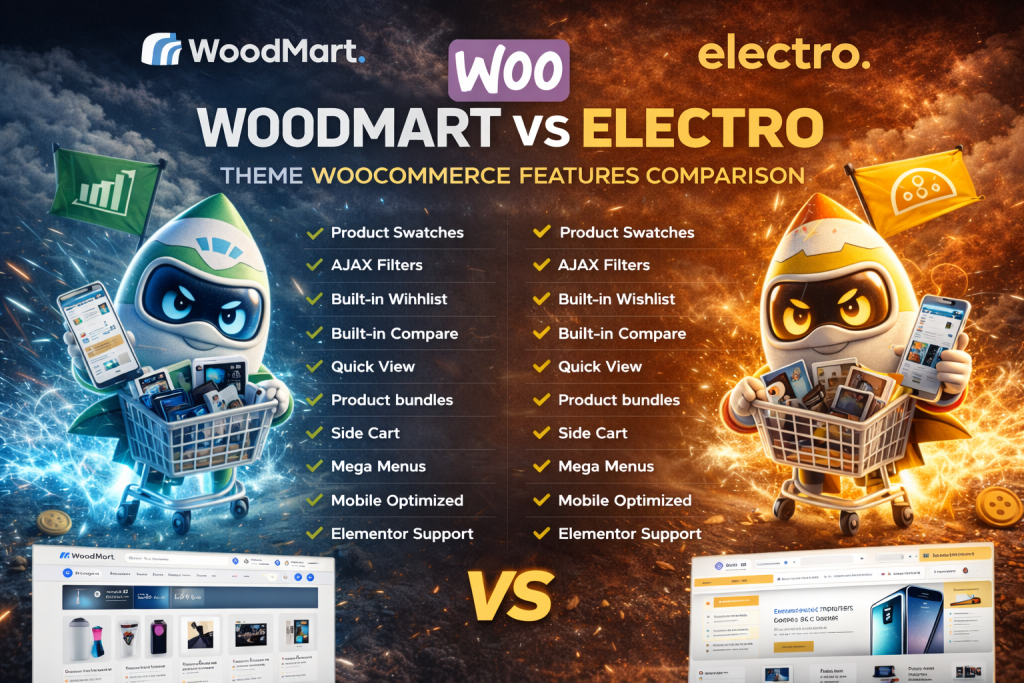 WoodMart vs Electro Theme – Complete Comparison Guide (2026) 3 woodmart vs electro theme woocommerce features comparison