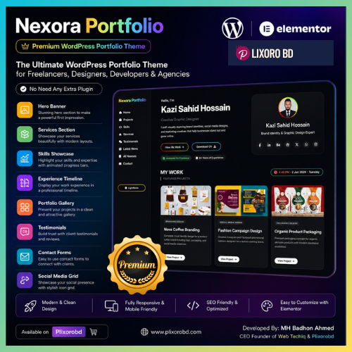 Nexora Portfolio Premium Theme – Best Modern Portfolio WordPress Theme for Freelancers & Agencies
