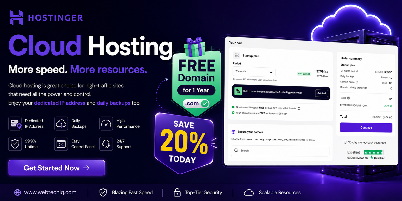 Cloud Hosting 20 OFF with Free Domain